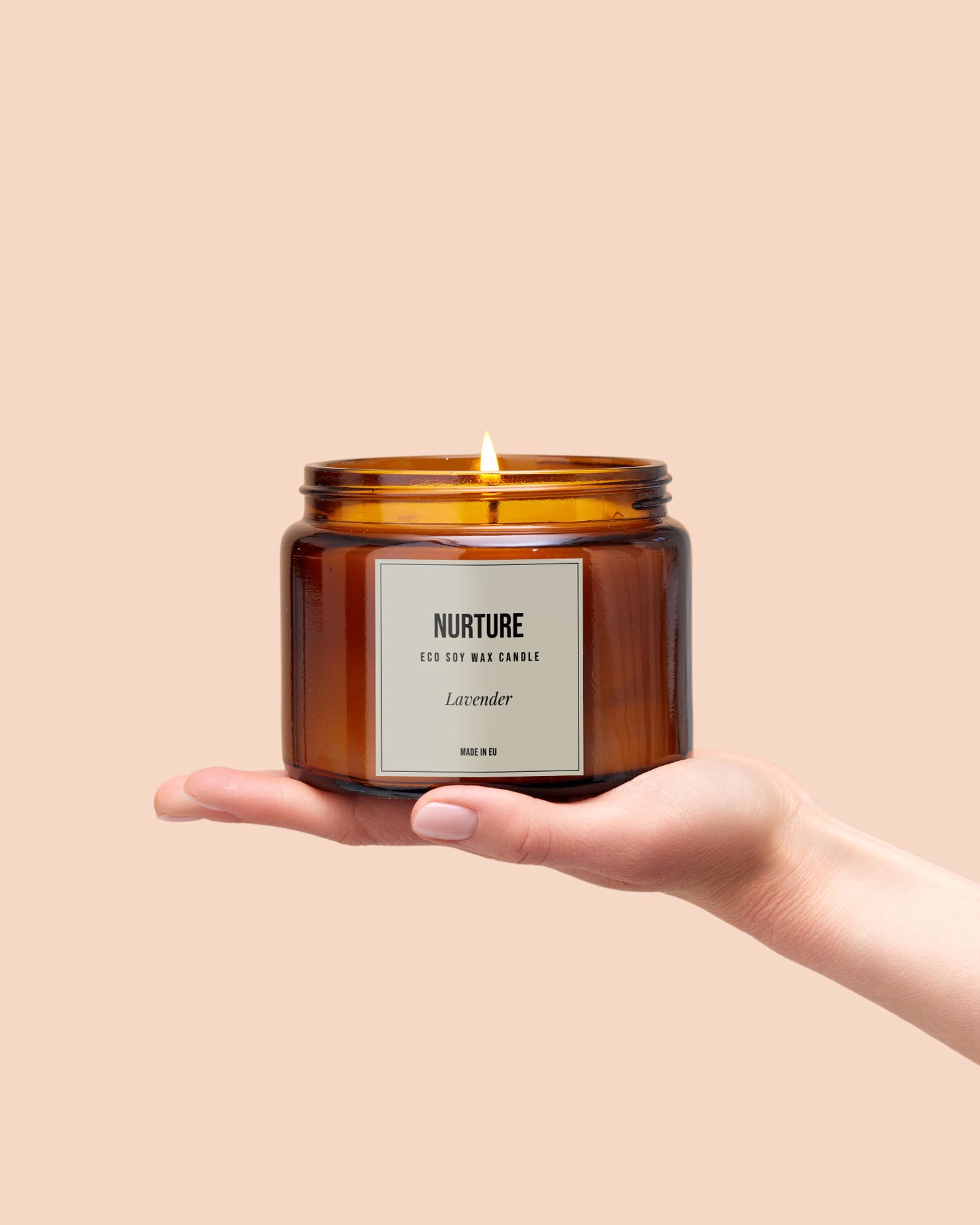 Soy wax candle in amber glass jar 450ml